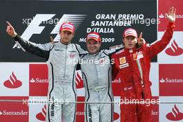 13.09.2009 Monza, Italy,  Jenson Button (GBR), Brawn GP, Rubens Barrichello (BRA), Brawn GP and Kimi Raikkonen (FIN), Räikkönen, Scuderia Ferrari  - Formula 1 World Championship, Rd 13, Italian Grand Prix, Sunday Podium