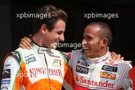 12.09.2009 Monza, Italy,  Adrian Sutil (GER), Force India F1 Team, Lewis Hamilton (GBR), McLaren Mercedes - Formula 1 World Championship, Rd 13, Italian Grand Prix, Saturday Qualifying