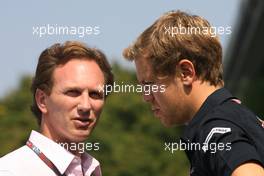 Christian Horner (GBR), Red Bull Racing, Sporting Director and Sebastian Vettel (GER), Red Bull Racing  - Formula 1 World Championship, Rd 13, Italian Grand Prix, Thursday