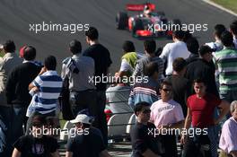 13.02.2009 Jerez, Spain,  Fans watch Lewis Hamilton (GBR), McLaren Mercedes - Formula 1 Testing, Jerez