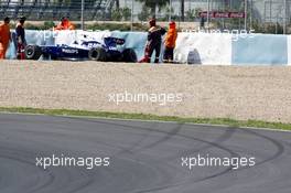 17.03.2009 Jerez, Spain,  Nico Rosberg (GER), WilliamsF1 Team, FW31, crashes during testing - Formula 1 Testing, Jerez