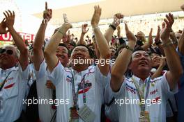 04.10.2009 Suzuka, Japan,  Toyota VIPS celebrate 2nd place - Formula 1 World Championship, Rd 15, Japanese Grand Prix, Sunday Podium