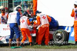 03.10.2009 Suzuka, Japan,  Timo Glock (GER), Toyota F1 Team crashed at the last corner and is taken to hospital - Formula 1 World Championship, Rd 15, Japanese Grand Prix, Saturday Practice
