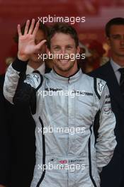 24.05.2009 Monte Carlo, Monaco,  5 wins for 1st place Jenson Button (GBR), Brawn GP - Formula 1 World Championship, Rd 6, Monaco Grand Prix, Sunday Podium