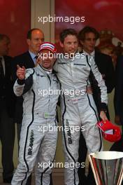 24.05.2009 Monte Carlo, Monaco,  2nd place Rubens Barrichello (BRA), Brawn GP with 1st place Jenson Button (GBR), Brawn GP - Formula 1 World Championship, Rd 6, Monaco Grand Prix, Sunday Podium
