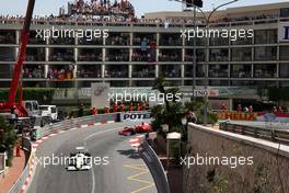 24.05.2009 Monte Carlo, Monaco,  Jenson Button (GBR), Brawn GP, BGP001, BGP 001 leads Felipe Massa (BRA), Scuderia Ferrari, F60 - Formula 1 World Championship, Rd 6, Monaco Grand Prix, Sunday Race