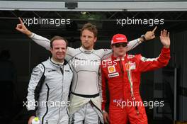 23.05.2009 Monte Carlo, Monaco,  Jenson Button (GBR), Brawn GP, BGP001, BGP 001gets pole position, Rubens Barrichello (BRA), Brawn GP 3rd and Kimi Raikkonen (FIN), Räikkönen, Scuderia Ferrari 2nd - Formula 1 World Championship, Rd 6, Monaco Grand Prix, Saturday Qualifying