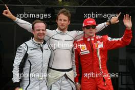 23.05.2009 Monte Carlo, Monaco,  Jenson Button (GBR), Brawn GP, BGP001, BGP 001gets pole position, Rubens Barrichello (BRA), Brawn GP 3rd and Kimi Raikkonen (FIN), Räikkönen, Scuderia Ferrari 2nd - Formula 1 World Championship, Rd 6, Monaco Grand Prix, Saturday Qualifying