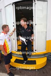 24.05.2009 Monte Carlo, Monaco,  Christian Horner (GBR), Red Bull Racing, Sporting Director leaves a meeting of team bosses held in the Renault f1 motorhome - Formula 1 World Championship, Rd 6, Monaco Grand Prix, Sunday