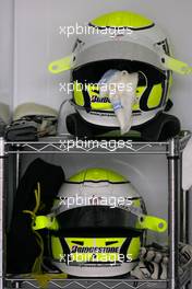 03.04.2009 Kuala Lumpur, Malaysia,  Helmets of Jenson Button (GBR), Brawn GP  - Formula 1 World Championship, Rd 2, Malaysian Grand Prix, Friday Practice