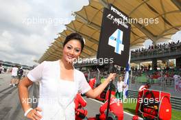 05.04.2009 Kuala Lumpur, Malaysia,  Grid girl - Formula 1 World Championship, Rd 2, Malaysian Grand Prix, Sunday Grid Girl