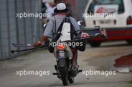 05.04.2009 Kuala Lumpur, Malaysia,  Front wing of a Red Bull is transported back - Formula 1 World Championship, Rd 2, Malaysian Grand Prix, Sunday Race