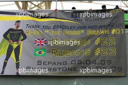 04.04.2009 Kuala Lumpur, Malaysia,  A fan poster for Brawn GP - Formula 1 World Championship, Rd 2, Malaysian Grand Prix, Saturday