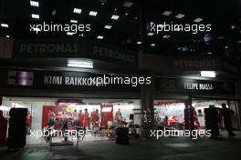 04.04.2009 Kuala Lumpur, Malaysia,  The Ferrari garage at night - Formula 1 World Championship, Rd 2, Malaysian Grand Prix, Saturday