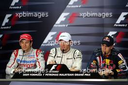 04.04.2009 Kuala Lumpur, Malaysia,  Jarno Trulli (ITA), Toyota Racing, Jenson Button (GBR), Brawn GP, Sebastian Vettel (GER), Red Bull Racing - Formula 1 World Championship, Rd 2, Malaysian Grand Prix, Saturday Press Conference