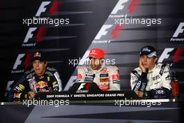 26.09.2009 Singapore, Singapore,  Sebastian Vettel (GER), Red Bull Racing, Lewis Hamilton (GBR), McLaren Mercedes, Nico Rosberg (GER), WilliamsF1 Team - Formula 1 World Championship, Rd 14, Singapore Grand Prix, Saturday Press Conference