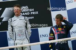 07.06.2009 Istanbul, Turkey,  1st place Jenson Button (GBR), Brawn GP and Sebastian Vettel (GER), Red Bull Racing - Formula 1 World Championship, Rd 7, Turkish Grand Prix, Sunday Podium