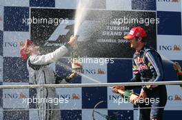 07.06.2009 Istanbul, Turkey,  1st place Jenson Button (GBR), Brawn GP and 2nd place Mark Webber (AUS), Red Bull Racing  - Formula 1 World Championship, Rd 7, Turkish Grand Prix, Sunday Podium