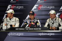 06.06.2009 Istanbul, Turkey,  Jenson Button (GBR), Brawn GP, Sebastian Vettel (GER), Red Bull Racing and Rubens Barrichello (BRA), Brawn GP  - Formula 1 World Championship, Rd 7, Turkish Grand Prix, Saturday Press Conference