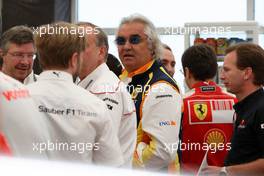 07.06.2009 Istanbul, Turkey,  A meeting of Team Principles and drivers is held in the Toyota motorhome, Flavio Briatore (ITA), Renault F1 Team, Team Chief, Managing Director, Christian Horner (GBR), Red Bull Racing, Sporting Director  - Formula 1 World Championship, Rd 7, Turkish Grand Prix, Sunday