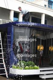 04.06.2009 Istanbul, Turkey,  Water is brushed of the FIA motorhome - Formula 1 World Championship, Rd 7, Turkish Grand Prix, Thursday