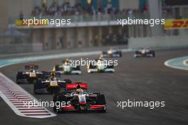 01.11.2009 Abu Dhabi, United Arab Emirates,  Lewis Hamilton (GBR), McLaren Mercedes leads the start of the race - Formula 1 World Championship, Rd 17, Abu Dhabi Grand Prix, Sunday Race