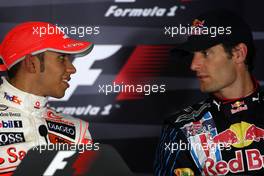 31.10.2009 Abu Dhabi, United Arab Emirates,  Lewis Hamilton (GBR), McLaren Mercedes, Mark Webber (AUS), Red Bull Racing- Formula 1 World Championship, Rd 17, Abu Dhabi Grand Prix, Saturday Press Conference