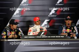 31.10.2009 Abu Dhabi, United Arab Emirates,  Sebastian Vettel (GER), Red Bull Racing, Lewis Hamilton (GBR), McLaren Mercedes, Mark Webber (AUS), Red Bull Racing- Formula 1 World Championship, Rd 17, Abu Dhabi Grand Prix, Saturday Press Conference