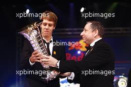 10.12.2010 Monte-Carlo, Monaco, FIA President Jean Todt presents Formula One World Champion Sebastian Vettel with the Drivers' trophy - 2010 FIA Gala Prize-Giving Ceremony, EDITORIAL USAGE ONLY, © FIA , CREDIT: FIA