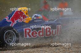 21.06.2009 Brno, Czech Republic, Crash of Mirko Bortolotti (ITA) - Formula Two, Czech Republic, Rd. 3-4
