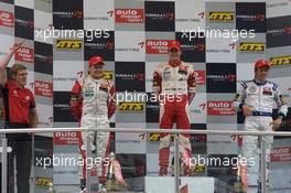 30.05.2009 Klettwitz, Germany,  Podium: race winner Jules Bianchi (FRA), ART Grand Prix Dallara F308 Mercedes, second place Valtteri Bottas (FIN), ART Grand Prix Dallara F308 Mercedes, third place Jean Karl Vernay (FRA), Signature Dallara F308 Volkswagen - F3 Euro Series 2009 at Lausitzring, Germany