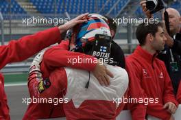 30.05.2009 Klettwitz, Germany,  Second place Valtteri Bottas (FIN), ART Grand Prix Dallara F308 Mercedes celebrates with this team - F3 Euro Series 2009 at Lausitzring, Germany