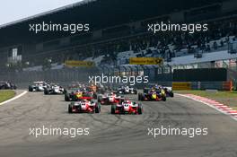 15.08.2009 Nürburg, Germany,  Start of the race, with Jules Bianchi (FRA), ART Grand Prix, Dallara F308 Mercedes leading Valtteri Bottas (FIN), ART Grand Prix, Dallara F308 Mercedes - F3 Euro Series 2009 at Nürburgring, Germany