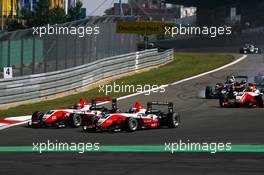 15.08.2009 Nürburg, Germany,  Start of the race with Jules Bianchi (FRA), ART Grand Prix, Dallara F308 Mercedes leading Valtteri Bottas (FIN), ART Grand Prix, Dallara F308 Mercedes into the first corner - F3 Euro Series 2009 at Nürburgring, Germany