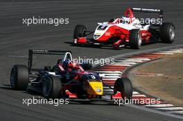 16.08.2009 Nürburg, Germany,  Mika Mäki (FIN), Signature, Dallara F308 Volkswagen, leads Valtteri Bottas (FIN), ART Grand Prix, Dallara F308 Mercedes - F3 Euro Series 2009 at Nürburgring, Germany