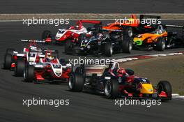 16.08.2009 Nürburg, Germany,  Mika Mäki (FIN), Signature, Dallara F308 Volkswagen, leads Esteban Gutierrez (MEX), ART Grand Prix, Dallara F308 Mercedes, Valtteri Bottas (FIN), ART Grand Prix, Dallara F308 Mercedes - F3 Euro Series 2009 at Nürburgring, Germany