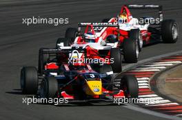 16.08.2009 Nürburg, Germany,  Mika Mäki (FIN), Signature, Dallara F308 Volkswagen, leads Valtteri Bottas (FIN), ART Grand Prix, Dallara F308 Mercedes, Esteban Gutierrez (MEX), ART Grand Prix, Dallara F308 Mercedes - F3 Euro Series 2009 at Nürburgring, Germany