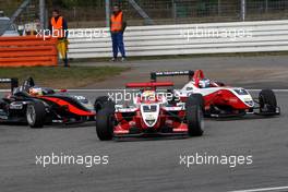 24.10.2009 Hockenheim, Germany,  Jules Bianchi (FRA), ART Grand Prix, Dallara F308 Mercedes leading for Valtteri Bottas (FIN), ART Grand Prix, Dallara F308 Mercedes and Roberto Merhi (ESP), Manor Motorsport, Dallara F308 Mercedes - F3 Euro Series 2009 at Hockenheimring, Hockenheim, Germany