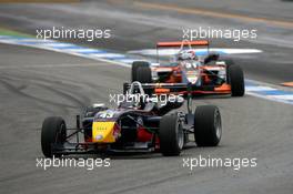 24.10.2009 Hockenheim, Germany,  Mirko Bortolotti (ITA), Carlin Motorsport, Dallara F308 Volkswagen, leads Johan Jokinen (DNK), Kollen & Heinz Union, Dallara F309 Volkswagen - F3 Euro Series 2009 at Hockenheimring, Hockenheim, Germany