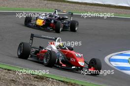 25.10.2009 Hockenheim, Germany,  Tiago Geronimi (BRA), Signature, Dallara F308 Volkswagen, leads Mirko Bortolotti (ITA), Carlin Motorsport, Dallara F308 Volkswagen - F3 Euro Series 2009 at Hockenheimring, Hockenheim, Germany