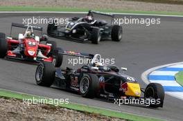 25.10.2009 Hockenheim, Germany,  Mirko Bortolotti (ITA), Carlin Motorsport, Dallara F308 Volkswagen, leads Tiago Geronimi (BRA), Signature, Dallara F308 Volkswagen, Stefano Coletti (MCO), Prema Powerteam, Dallara F308 Mercedes - F3 Euro Series 2009 at Hockenheimring, Hockenheim, Germany