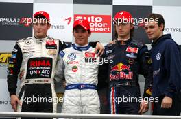 25.10.2009 Hockenheim, Germany,  Podium, Jean Karl Vernay (FRA), Signature, Portrait (1st, center), Christopher Zanella (SUI), Motopark Academy, Portrait (2nd, left), Mirko Bortolotti (ITA), Carlin Motorsport, Portrait (3rd, right) - F3 Euro Series 2009 at Hockenheimring, Hockenheim, Germany