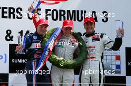 14.06.2009 Zandvoort, The Netherlands,  Podium, Valtteri Bottas (FIN), ART Grand Prix, Dallara F308 Mercedes (1st, center), Mika Mäki (FIN), Signature, Dallara F308 Volkswagen (2nd, left), Stefano Coletti (MCO), Prema Powerteam, Dallara F308 MercedesPodium (3rd, right) - Masters of Formula 3, Circuit Park Zandvoort, The Netherlands