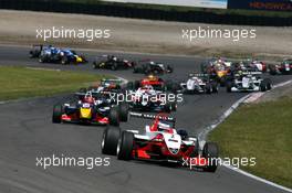 14.06.2009 Zandvoort, The Netherlands,  Valtteri Bottas (FIN), ART Grand Prix, Dallara F308 Mercedes, leading the race after the first corner - Masters of Formula 3, Circuit Park Zandvoort, The Netherlands