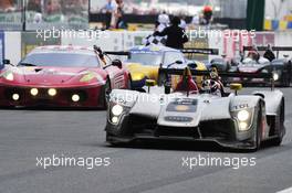 14.06.2009 Le Mans, France, Tom Kristensen celebrates third place  - 24 Hour of Le Mans 2009, Sunday Race