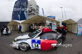 13-16.05.2010 Nurburgring, Germany,  Tsunami RT Porsche 997 GT3 Cup at technical inspection - Nurburgring 24 Hours 2010