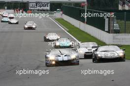 31.07. - 01.08.2010 Spa, Belgium, Matech Competition, Thomas Mutsch (GER), Richard Westbrook (GBR), Ford GT Matech and Reiter, Frank Kechele (GER), Ricardo Zonta (BRA), Lamborghini Murcielago 67 battle for the lead - FIA GT - 24 hours of Spa