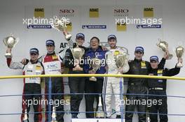 09.-11.04.2010 Motorsport Arena Oschersleben, Germany, ADAC GT Masters, Round 1, Podium Race 2, 2nd Kuba Giermaziak (POL) Jens Klingmann (GER) Abt Sportsline Audi R8 LMS, 1st Tim Bergmeister (GER) Rene Rast (GER) Mühlner Motorsport Porsche 911 GT3 R, 3rd Niclas Kentenich (GER) Sebastian Asch (GER) A-Workx/Wieth Racing Porsche 911 GT3 R