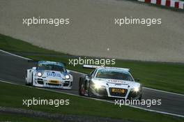 26.-29.08.2010 Nuerburgring; Germany, ADAC GT Masters, Round 6, Jens Klingmann (GER) Frank Kechele (GER) Abt Sportsline Audi R8 LMS	and Tim Bergmeister (GER) Frank Schmickler (GER) Muehlner Motorsport Porsche 911 GT3 R	