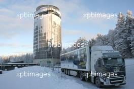 29.11.2010, Oestersund, Sweden (SWE): Biathlon Feature: Arctura Tower with the new swedish wax-truck in the front - IBU world cup biathlon, training, Oestersund (SWE). www.xpb.cc. © Manzoni/xpb.cc/NordicFocus. Every downloaded picture is fee-liable.